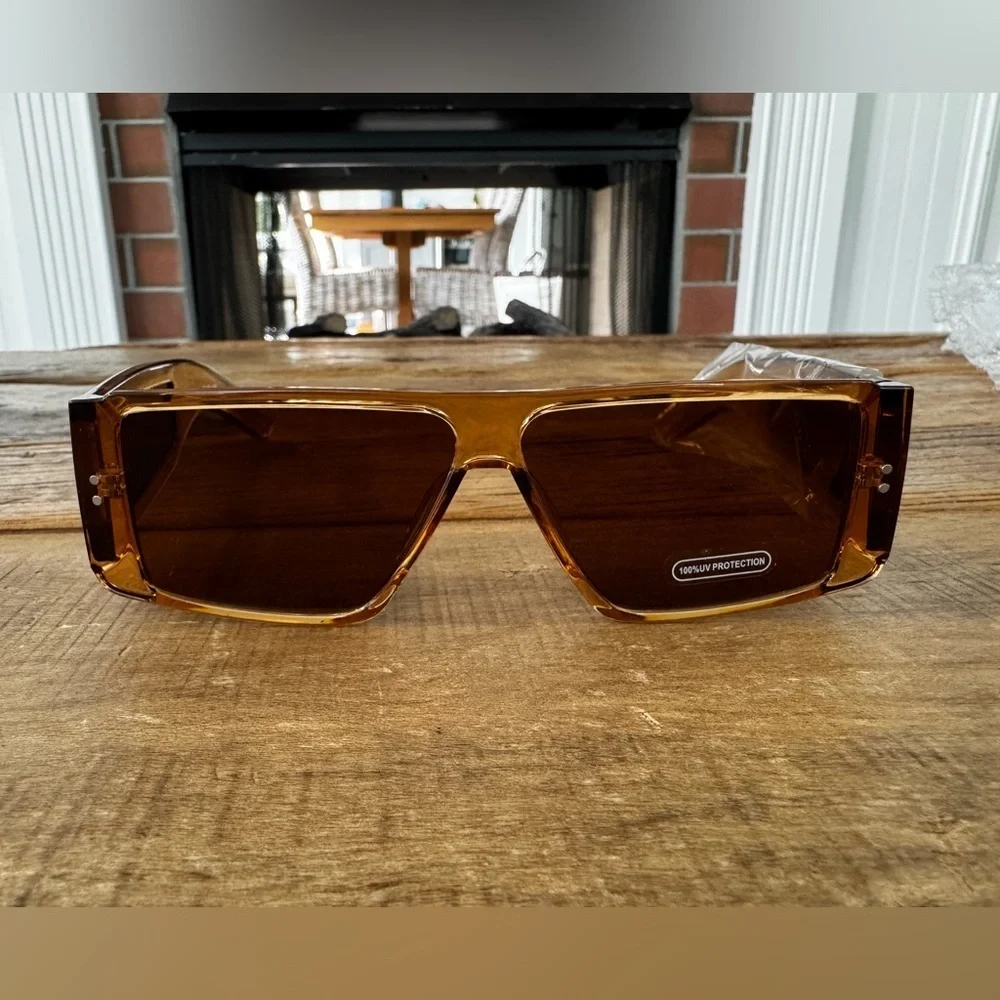 NEW PrettyLittleThing Toffee Flat Top Transparent Visor Sunglasses